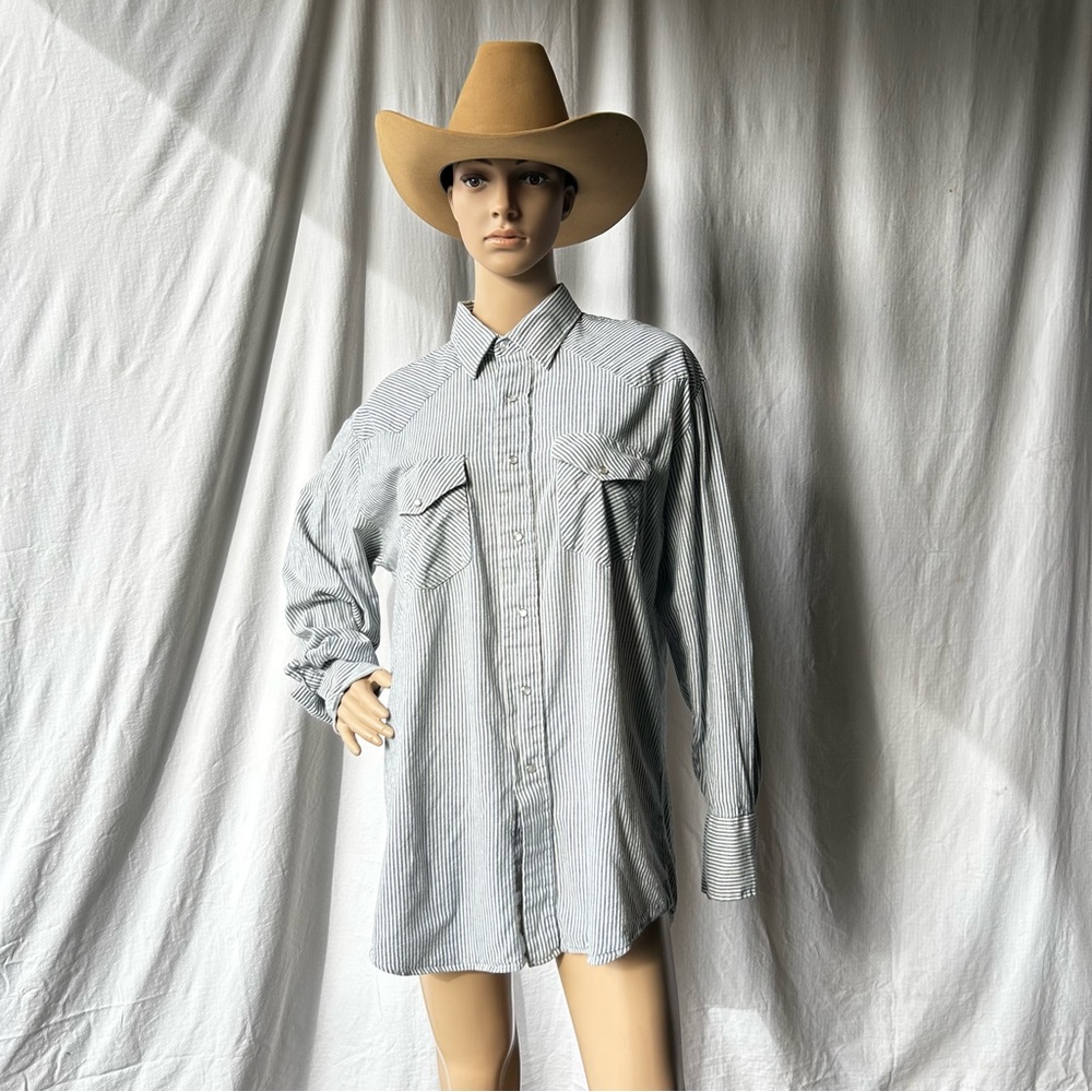 KARMAN western pin stripe collar long sleeve shirt